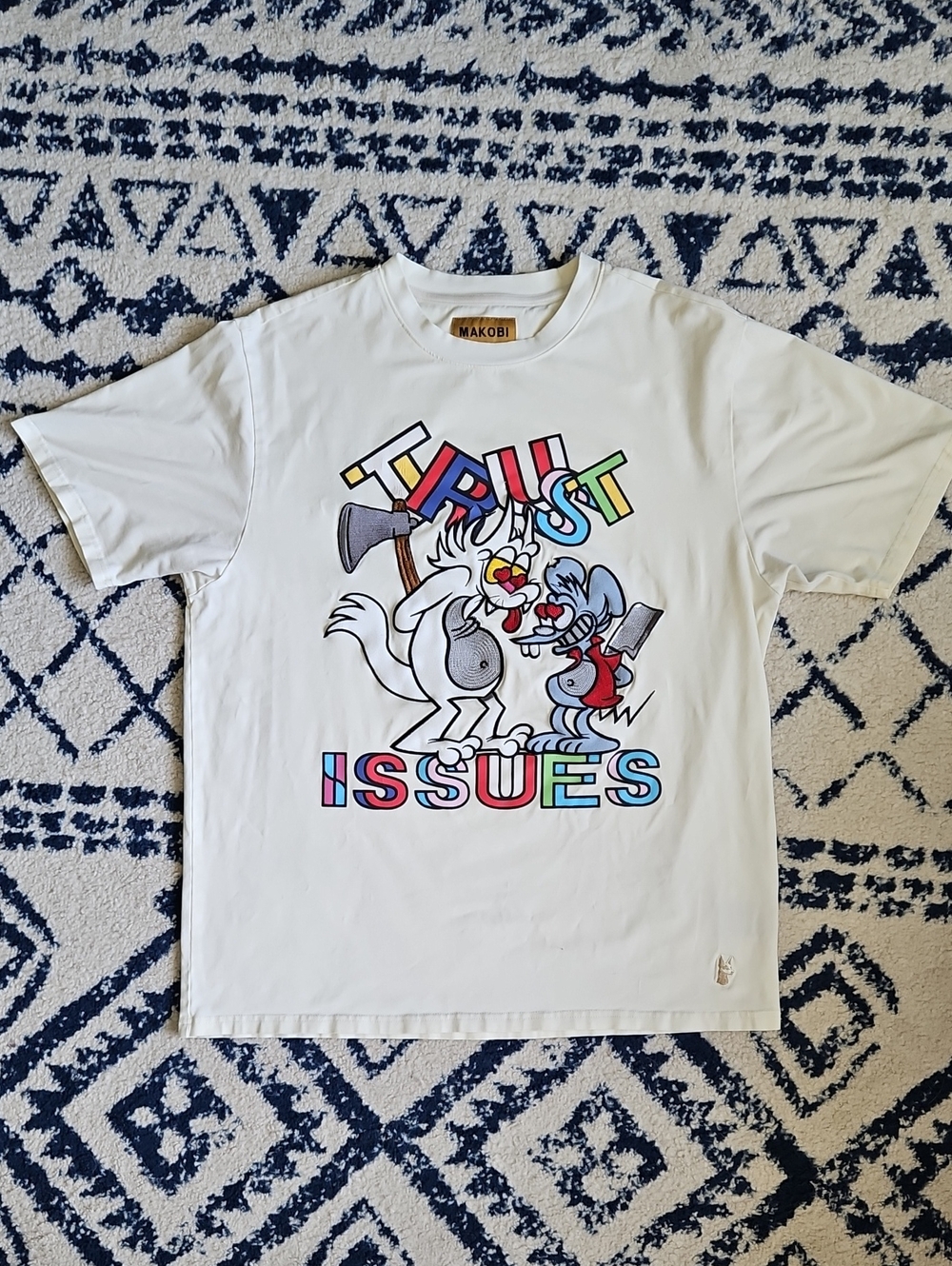 Makobi White Graphic 'Trust Issues' Cartoon Tee